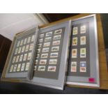 Players cigarette cards mounted in frames depicting flags and cars