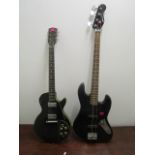 Two electric guitars, one a Marlin by Hohner SL100B guitar, the other a Japanese guitar