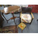 A mixed lot of furniture to include a child's armchair with an upholstered seat, another child's