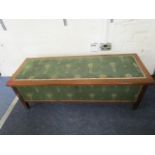 An Edwardian mahogany blanket chest with inlaid boxwood stringing, upholstered top and sides, in