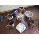 An 800 Continental silver bowl, a silver ashtray, a souvenir spoon and a selection of silver