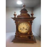 An early 20th century mahogany Junghans mantle clock, 15 3/4"h x 9 3/4"w