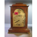 An early 20th century German oak mantle clock, the movement marked W & H Sch, 11 3/4"h x 8"w