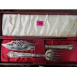 A boxed silver plated serving set
