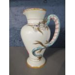 A Victorian Wedgwood, dragon handled Majolica jug, designed after Hughes (Hughues) Protat A/F, 8" h