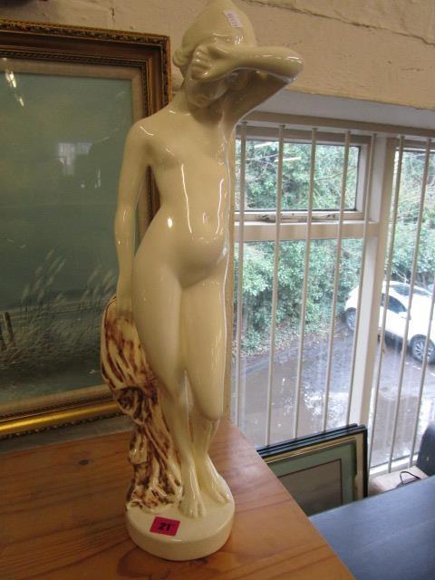 Floria Grace Lussier - a signed ceramic sculpture of a nude woman, 24" h