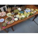 A mixed lot of oriental and Middle Eastern ceramics and metalware to include a Chinese cloisonne pot