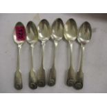A set of six silver spoons