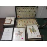 Military badge related cigarette cards contained in two frames, a veterans badge certificate and