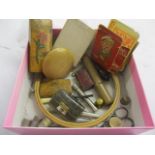 Mixed collectible items to include playing cards, a needle case, a whistle, silver thimbles and