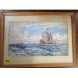 Oscar Parkes - Old HMS Sparrow, watercolour, signed 8 2/8" x 14 1/8", framed and glazed