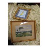 Gill Roberts- Day-dreaming, watercolour, signed, 6 6/8" x 4 5/8", framed and glazed and Arnold