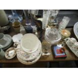 A mixed lot of ceramics, glassware and other items to include a boxed Swarovski paperweight,
