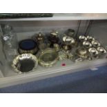 A mixed lot of silver and silver plate to include six Mexican sundae dishes, a decanter, a silver