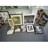 A group of prints and reproduction photographs of film posters and film stars including Marilyn