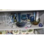 Glassware to include Isle of Wight vases, paperweights, art glass and similar items