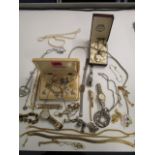 Jewellery and watches to include costume and a 9ct gold gate link bracelet, 8g