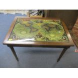 A reproduction mahogany mother of pearl topped occasional table