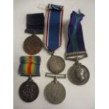 A General Service Palestine medal, a WW1 British War medal Heart regiment, a WW2 British war