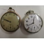 A Grosvenor 9ct gold cased open pocket watch, and a plated cased Illinois Watch Co pocket watch