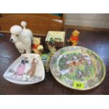 A mixed lot to include a Beswick dog, a Beswick Winnie the Pooh and other items