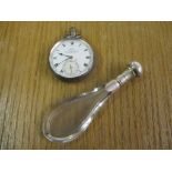 An early 20th century silver and glass scent bottle and a silver cased pocket watch