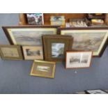 A quantity of framed and glazed water scenes to include a watercolour depicting Eton College