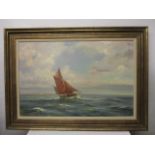 Sally Gaywood - 'Sailing Ketch Under Way' oil on board, signed lower left corner, 19 1/2" x 29 1/2",