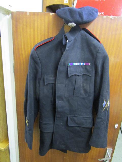 Mid 10th century British Army Artillery Signals Corps dress jacket, black with red shoulder label