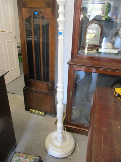 A white painted standard lamp, together with an early 20th century foot stool - Image 2 of 2