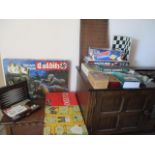 A Parker Colditz board game, Cluedo, Monopoly with lead pieces, vintage games and a shove ha'penny