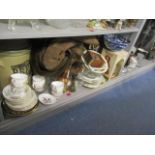 A mixed lot to include a coat, a bread bin, a tray and other items