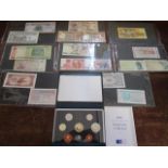 A 1994 proof coin collection, eight coins to include a Scottish £1 coin, and a quantity of bank