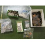 A quantity of British 19th and 20th century coinage to include many pre 1948 silver half crowns,