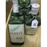 Eight bottles of Henrys gin, 70cl