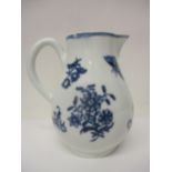 A late 18th century Worcester sparrow beak jug decorated with flowers and butterflies in blue and