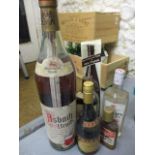 Six mixed bottles to include Booth's Gin and Margaux Napoleon Brandy