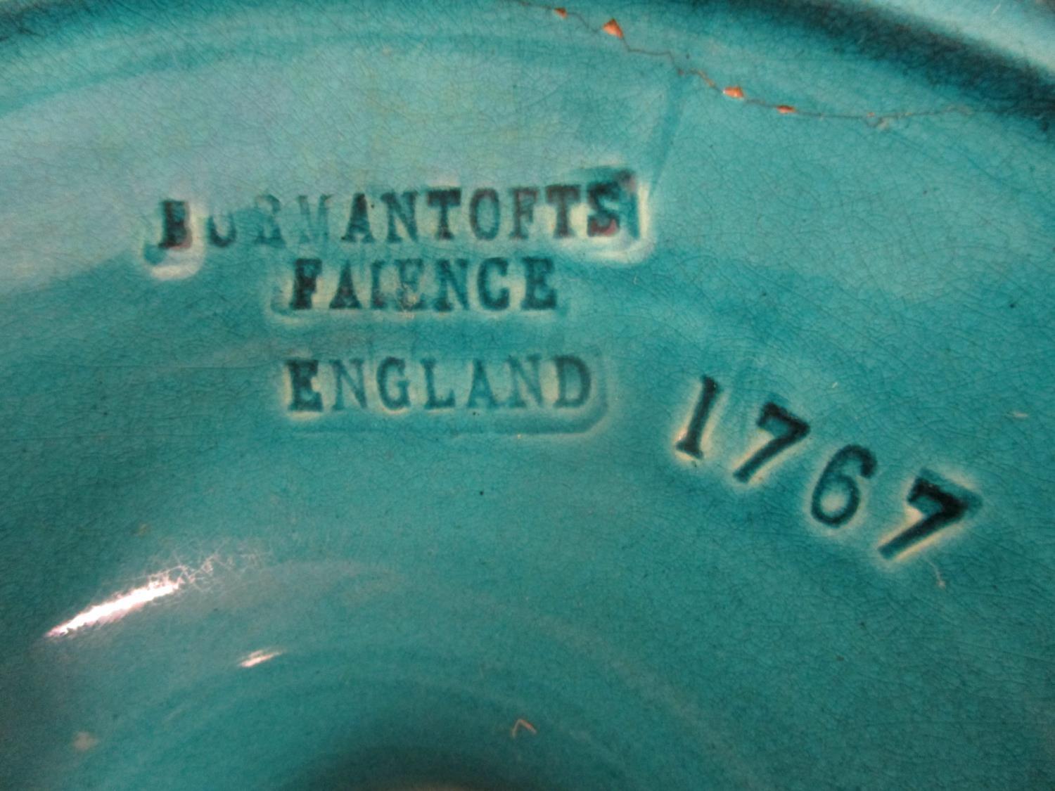 A Burmantoft Faience turquoise glazed Campania pedestal planter with gadrooned ornament on a - Image 4 of 5