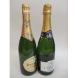 A bottle of Perrier-Jouet and a bottle of Castelnau Champagne