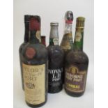 Six mixed bottles to include Noval LB Port