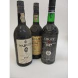 Three bottles of late bottled vintage Port to include Warres 1974, Grahams 1978 and Croft 1987