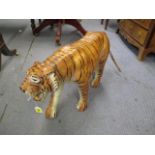 A leather model of a tiger, 15.5"h