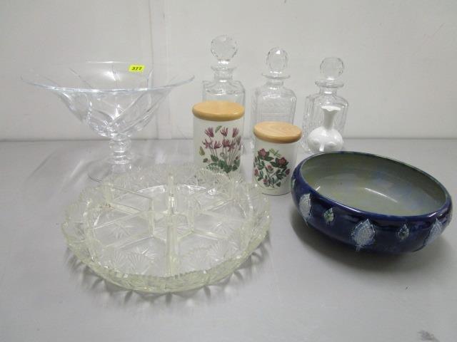A selection of ceramics and glassware to include a Rosenthal studio line head jug, a Royal Doulton