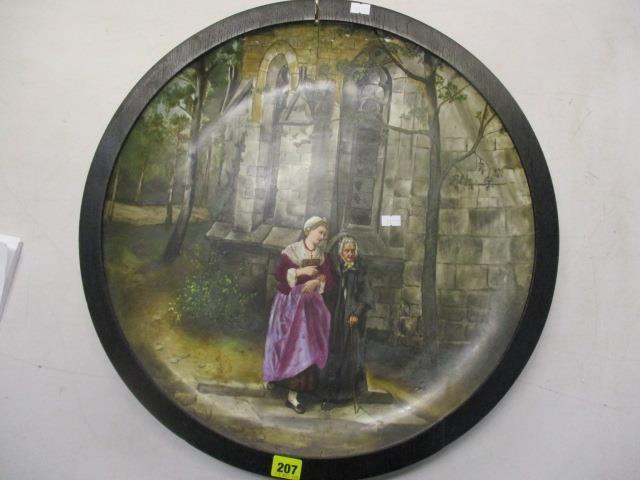 A late 19th century painted porcelain charger A/F