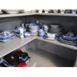 A part dinner service of blue and white Burleigh ware Willow pattern