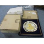 Mixed collectors plates to include a silver Churchill centenary plate, boxed