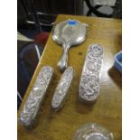 Silver and silver plate to include an early 20th century silver backed Chinese clothes brush,