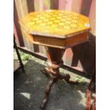 A Victorian walnut octagonal topped sewing table, A/F 30 1/2" h x 17" w