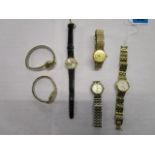 A selection of ladies wristwatches to include an Omega automatic and a Uncon automatic watch (6)