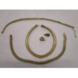 Costume jewellery to include a 1959 Grosse gilt metal choker necklace with a similar pair of ear
